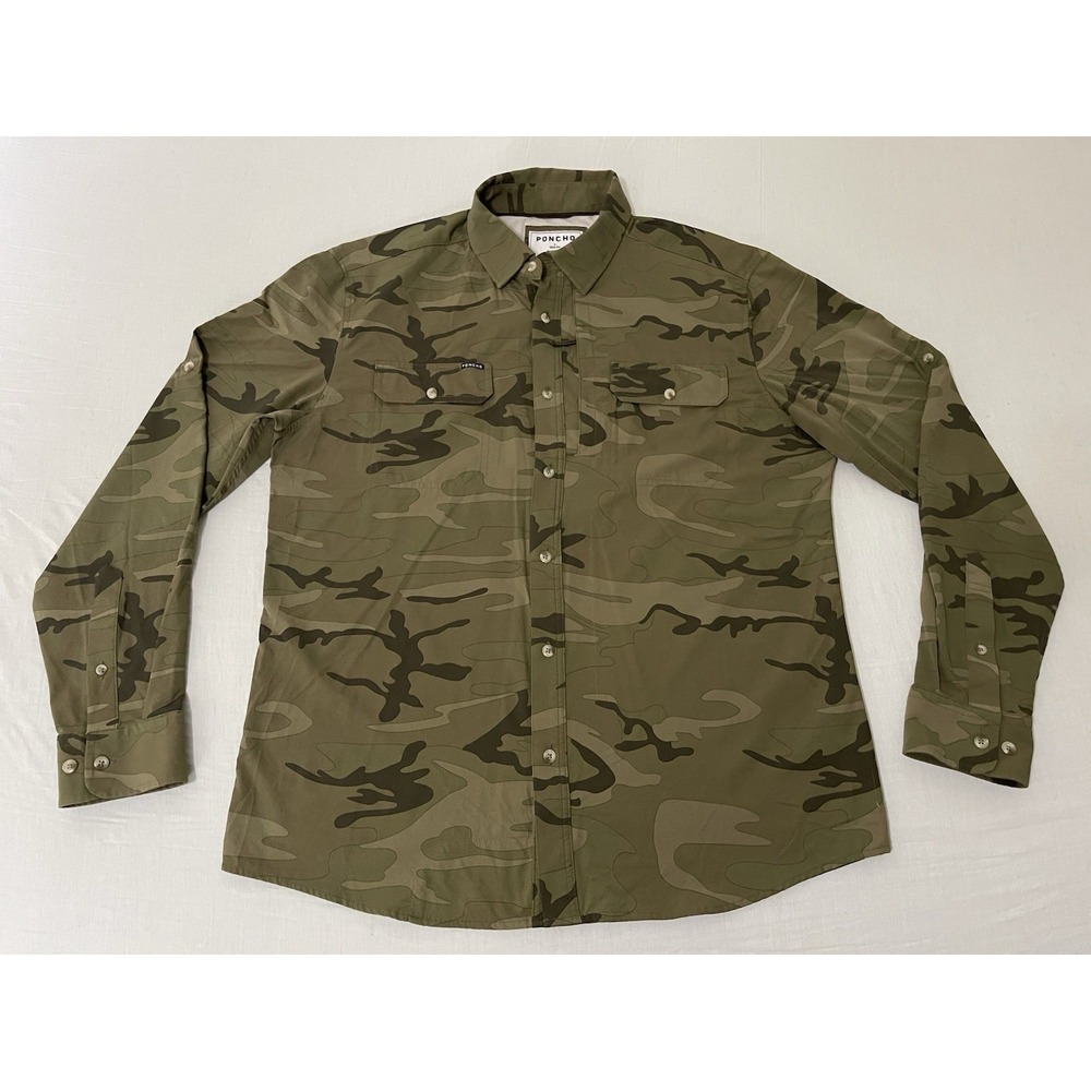 Poncho The Torcaza Large Slim Fit Long Sleeve Magnetic Pockets Camo Green